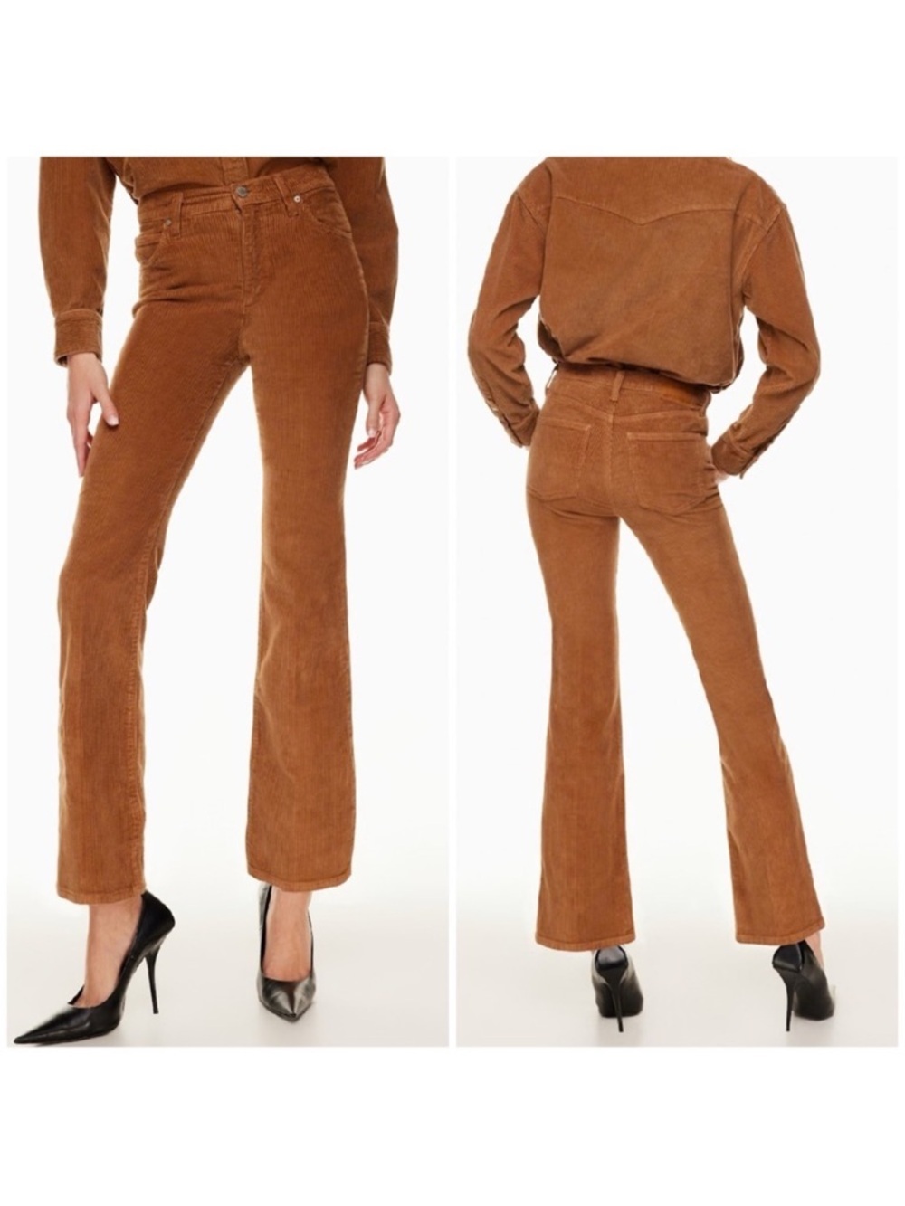 Aritzia Denim Forum The Bettie High Rise Flare in Gold Rush Brown